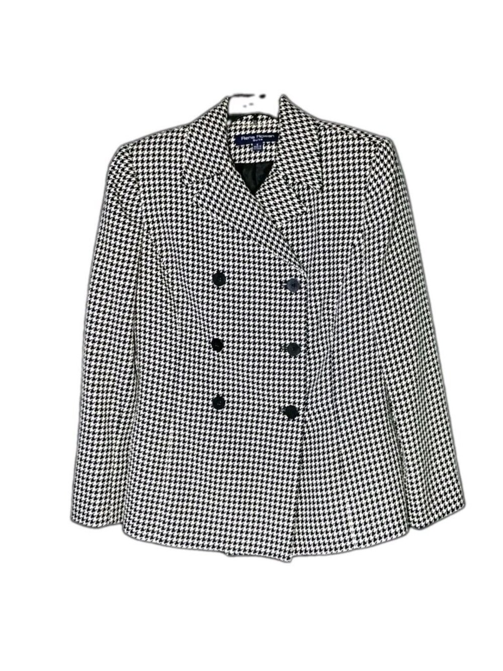 Rena Rowan Vintage Houndstooth Blazer Jacket 8 Double Breasted Office Academia